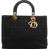 Christian Dior Quilted Nylon Cannage Large Lady Dior Handbag