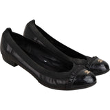 Chanel Leather Fringed Patent Cap Toe CC  Elastic Ballerina Flats (35)