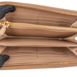 Prada Beige Saffiano Leather Zip Around Wallet