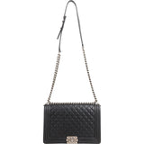 Chanel Quilted Caviar Leather New Medium Boy Single Flap Crossbody Bag