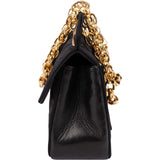 Chanel Navy Quilted Satin Top Bar 24K Gold Single Flap Small Crossbody Bag