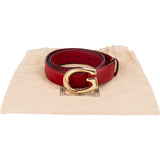 Gucci Red Leather Framed G Buckle Belt