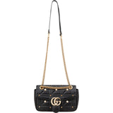Gucci Quilted Leather GG Marmont Pearly Studs Shoulder Crossbody Bag