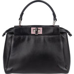 Fendi Black Leather Peekaboo Handbag - vintageandkickz
