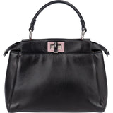 Fendi Black Leather Peekaboo Handbag - vintageandkickz