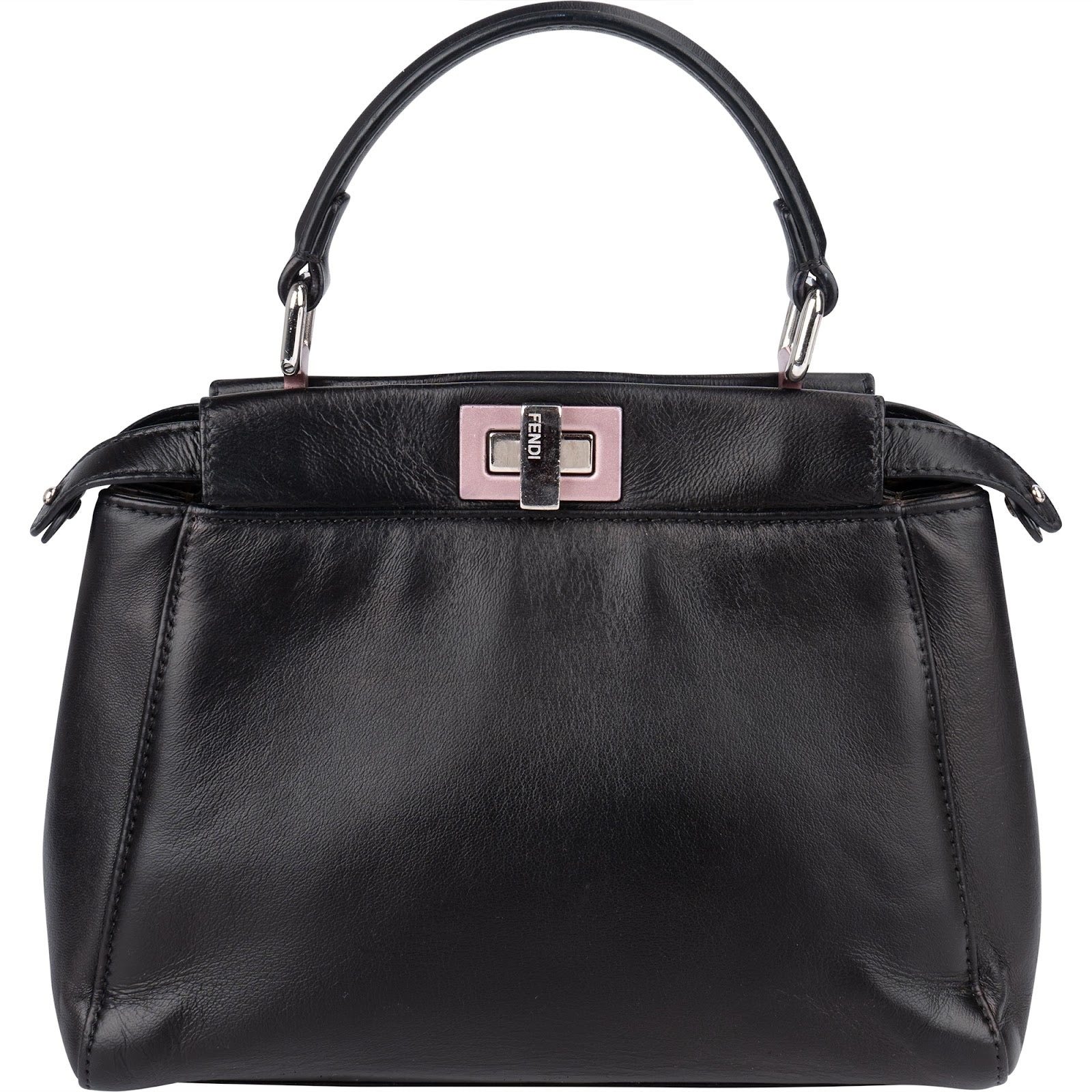 Fendi Black Leather Peekaboo Handbag - vintageandkickz