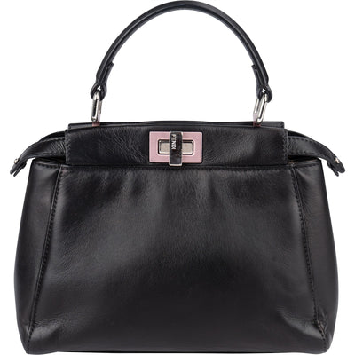 Fendi Black Leather Peekaboo Handbag - vintageandkickz