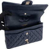 Chanel Quilted Caviar Leather Medium Gold Double Flap Shoulder Bag