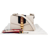 Gucci White Leather Sylvie Shoulder Bag