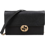 Gucci Grained Leather Interlocking GG Wallet On Chain Crossbody Bag