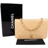 Chanel Quilted Lambskin 24K Gold Single Flap Shoulder Bag