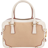 Prada Canvas Saffiano Leather Bauletto Handbag