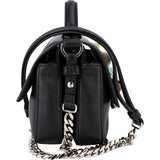 Fendi Leather Mini Baguette Double Flap Plexi Studs Crossbody Bag