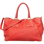 Prada Grained Red Vitello Daino Tote Handbag - vintageandkickz