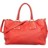 Prada Grained Red Vitello Daino Tote Handbag - vintageandkickz