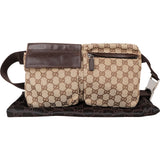 Gucci Grained Leather Monogram GG Canvas Crossbody Belt Bag