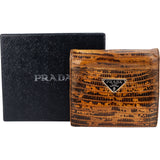 Prada Lizard Leather Triangle Bifold Wallet