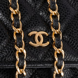 Chanel Quilted Caviar Leather Palladium Wallet On Chain Crossbody Bag