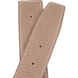 Hermès Bicolor Taupe Togo Leather Reversible H Belt (90)