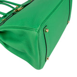 Hermès Vert Bamboo Taurillon Clemence Gold Birkin 35 Handbag