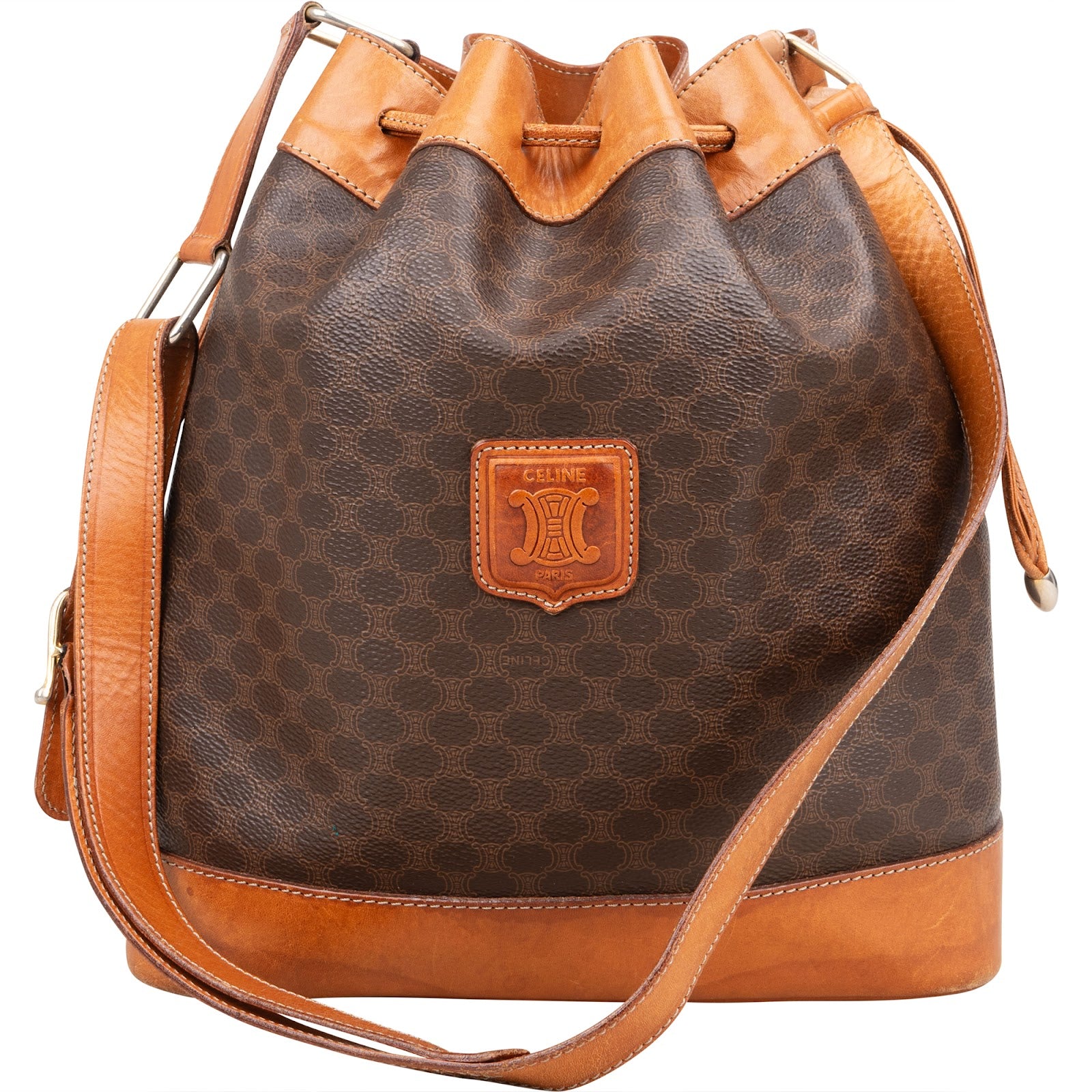 Celine Macadam Canvas Drawstring Bucket Shoulder Bag - vintageandkickz