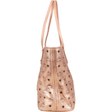 MCM Metallic Monogram Visetos Studded Liz Shopper Shoulder Bag