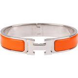Hermès Silver Tone Clic H Orange Bracelet