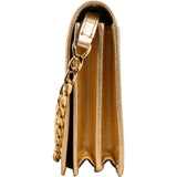 Prada Golden Platino Saffiano Leather Triangle Flap Mini Crossbody Bag