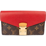 Louis Vuitton Canvas Monogram Red Leather Pallas Wallet