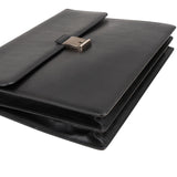 Ermenegildo Zegna Black Leather Briefcase Handbag