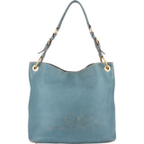 Prada Blue Vitello Daino Leather Hobo Shoulder Bag