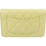Chanel Green Quilted Lambskin Wallet On Chain Crossbody Bag