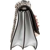 Fendi Light Blue Leather Can I Studded Emblem Crossbody Bag