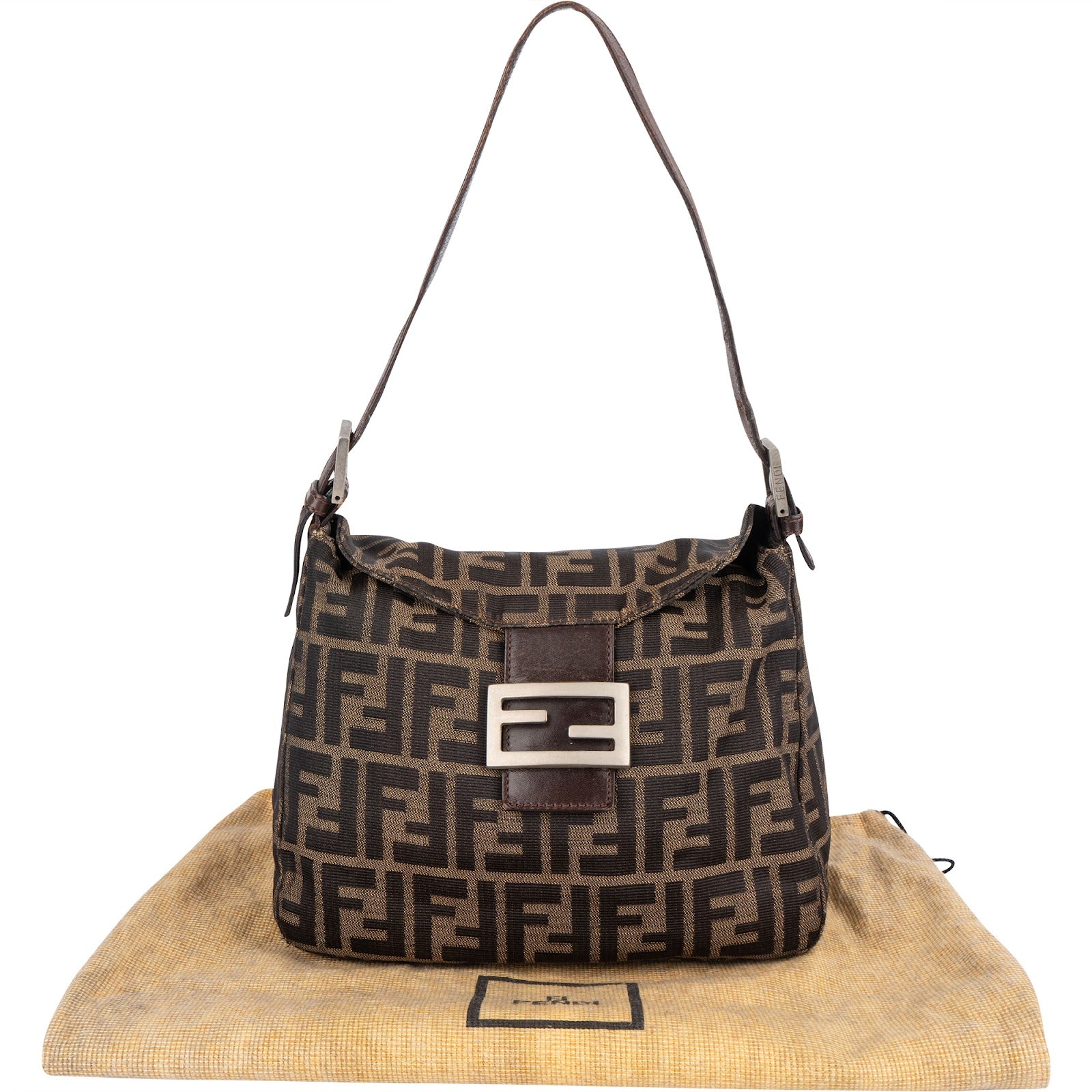 Fendi FF Monogram Baguette Buckle Shoulder Bag - vintageandkickz