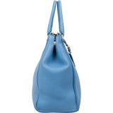 Prada Blue Vitello Daino Gallaria Tote Handbag