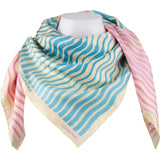 Chanel Cruise in Singapure Bicolor Striped Wave Print Silk 90 Scarf Tuch