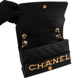 Chanel Quilted Lambskin Chain Spellout Letters Single Flap Crossbody Bag