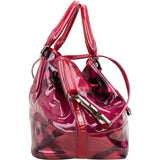 Burberry Red Transparent Vinyl Mega Check Drawstring Shoulder Handbag
