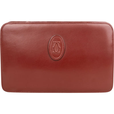 Cartier Bordeaux Leather Must de Cartier Zipped Clutch