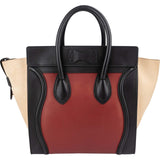 Celine Suede Bicolor Leather Luggage Handbag