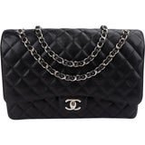 Chanel Quilted Caviar Leather Palladium Maxi Double Flap Crossbody Bag