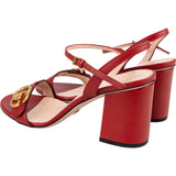 Gucci Red Leather GG Marmont Sandal Heels (38,5)