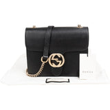 Gucci Grained Leather Small Interlocking GG Shoulder Crossbody Bag