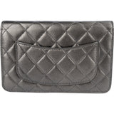 Chanel Quilted Metallic Lambskin Leather Wallet On Chain Crossbody Bag