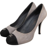 Chanel Suede Cap Toe CC Pumps (38)
