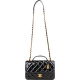 Chanel Quilted Patent Leather Top Handle Handbag