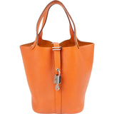 Hermès Potiron Orange Taurillon Clemence Picotin Lock 18 (PM) Handbag