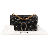 Gucci Black Soft Leather Dionysus Studded Shoulder Bag