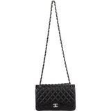 Chanel Quilted Lambskin Palladium Jumbo Double Flap Crossbody Bag