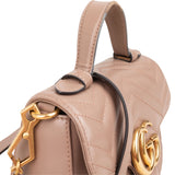 Gucci Nude Matelassé Leather GG Marmont Small Top Handle Crossbody Handbag